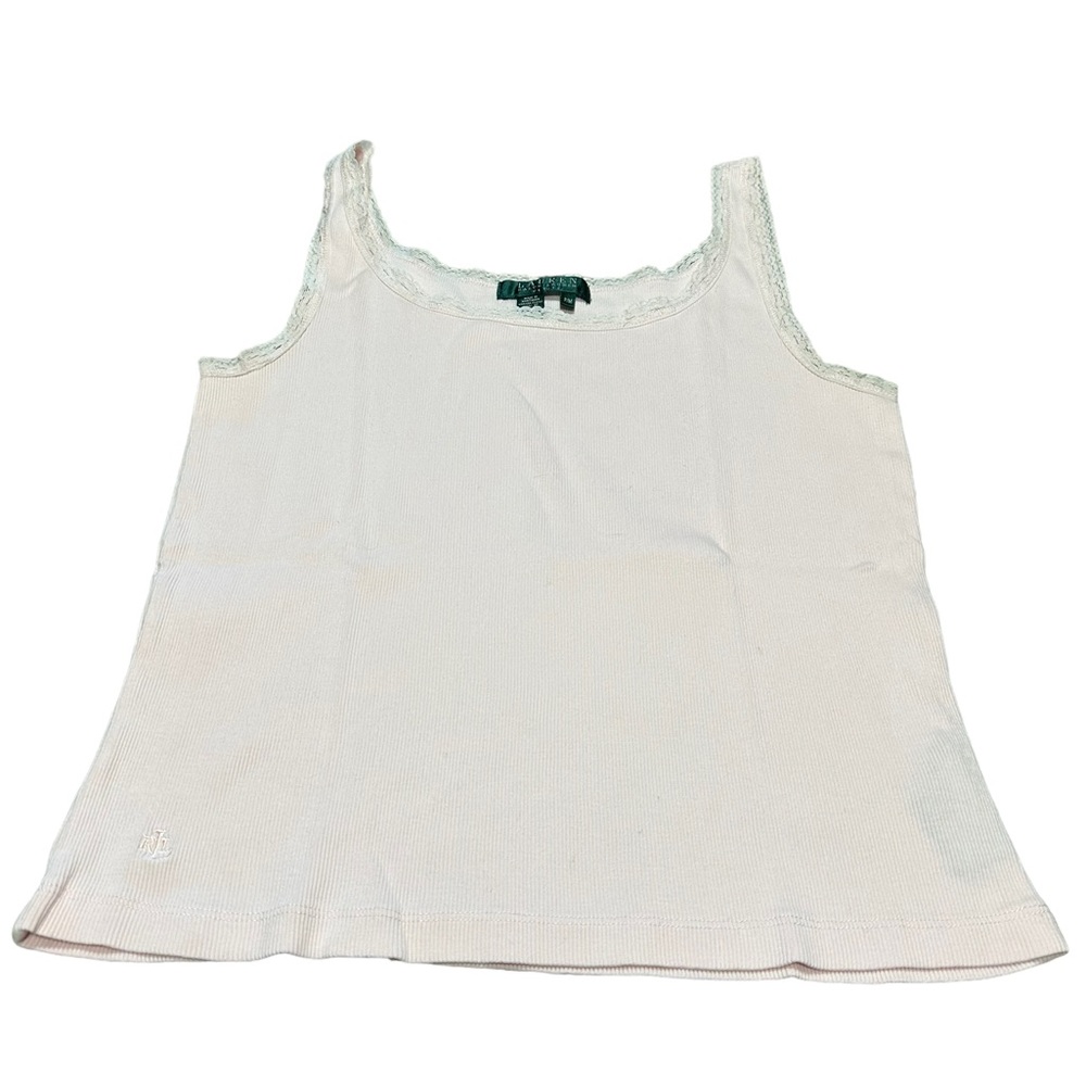 Lauren Ralph Lauren Petite Light Pink Laced Tank Top